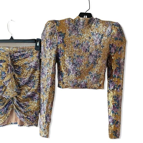 NWT Nookie Forever Set dress sequin two pc crop top mini skirt XS - Picture 6 of 12